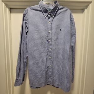 Ralph Lauren Pony Logo Blue Plaid Shirt Button Men's XXL